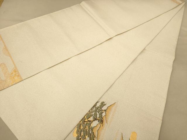 平和屋着物◎綴れ 太鼓柄袋帯 唐織 飛鶴花文 金銀糸 正絹 逸品 AABC1569dt