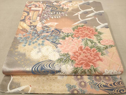 平和屋着物◎六通柄袋帯 唐織 古都翔翔 金糸 正絹 逸品 AABC1573dt