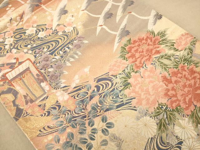 平和屋着物◎六通柄袋帯 唐織 古都翔翔 金糸 正絹 逸品 AABC1573dt