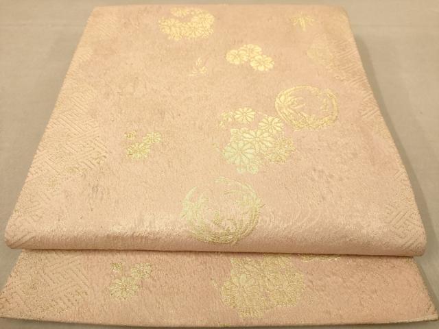 平和屋着物◎六通柄袋帯　花丸文　金通し地　正絹　逸品　AABC1575dt