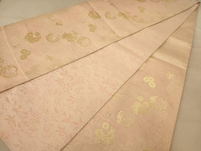 平和屋着物◎六通柄袋帯　花丸文　金通し地　正絹　逸品　AABC1575dt