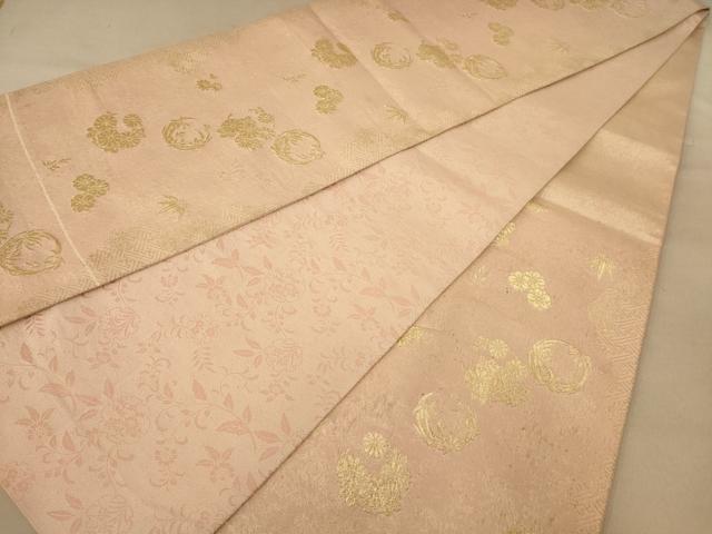平和屋着物◎六通柄袋帯　花丸文　金通し地　正絹　逸品　AABC1575dt