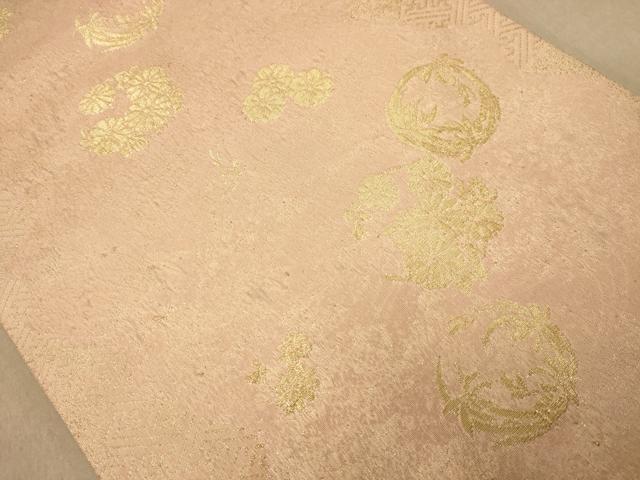 平和屋着物◎六通柄袋帯　花丸文　金通し地　正絹　逸品　AABC1575dt