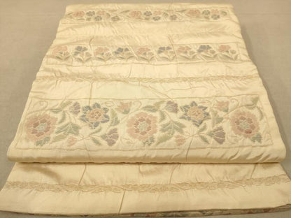 平和屋着物◎六通柄袋帯 横段花文 金糸 正絹 逸品 AABC1576dt