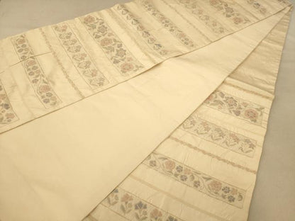 平和屋着物◎六通柄袋帯 横段花文 金糸 正絹 逸品 AABC1576dt