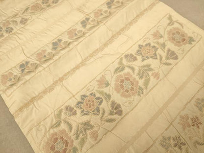 平和屋着物◎六通柄袋帯 横段花文 金糸 正絹 逸品 AABC1576dt