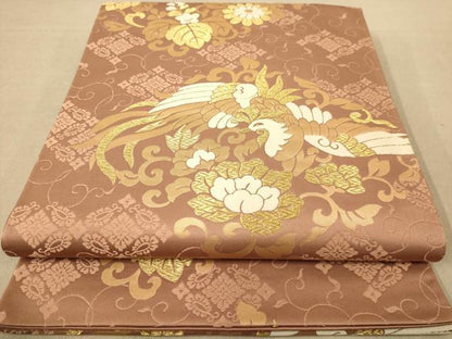平和屋着物◎六通柄袋帯 唐織 鳳凰花文 金糸 正絹 逸品 AABC1578dt