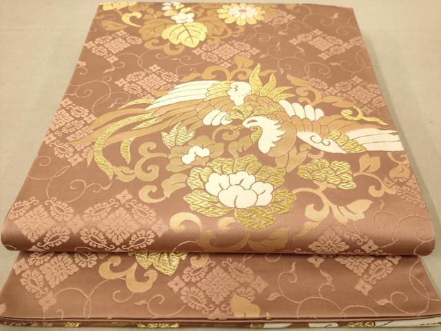 平和屋着物◎六通柄袋帯 唐織 鳳凰花文 金糸 正絹 逸品 AABC1578dt