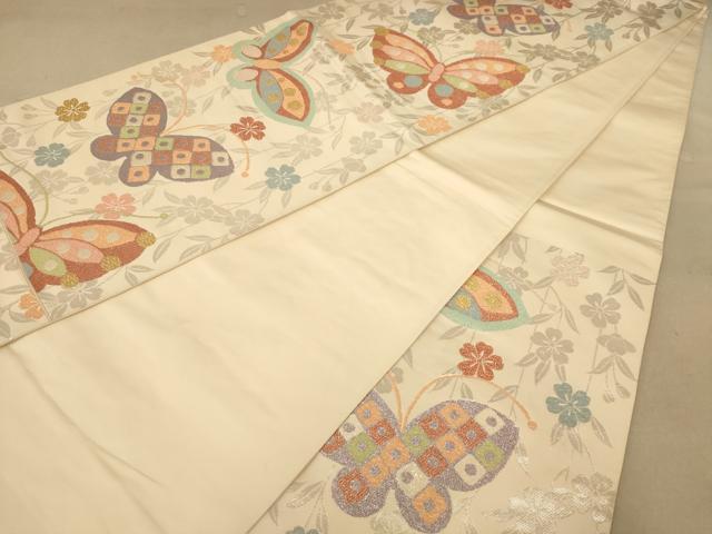 平和屋着物◎六通柄袋帯　花蝶文　金銀糸　正絹　逸品　AABC1579dt