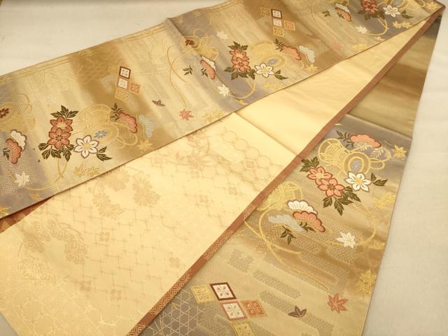 平和屋着物◎六通柄袋帯　唐織　花鼓文　金糸　正絹　逸品　AABC1604dt
