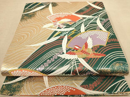 平和屋着物◎六通柄袋帯　唐織　花鳥文　金銀糸　正絹　逸品　AABC1611dt