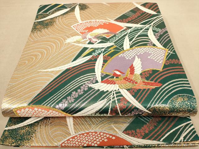 平和屋着物◎六通柄袋帯　唐織　花鳥文　金銀糸　正絹　逸品　AABC1611dt