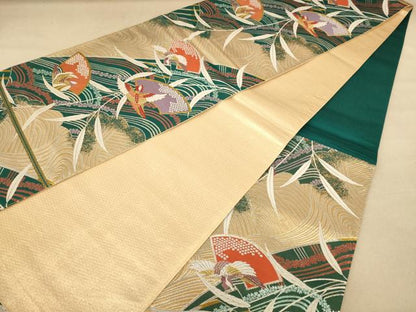 平和屋着物◎六通柄袋帯　唐織　花鳥文　金銀糸　正絹　逸品　AABC1611dt