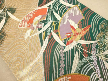 平和屋着物◎六通柄袋帯　唐織　花鳥文　金銀糸　正絹　逸品　AABC1611dt