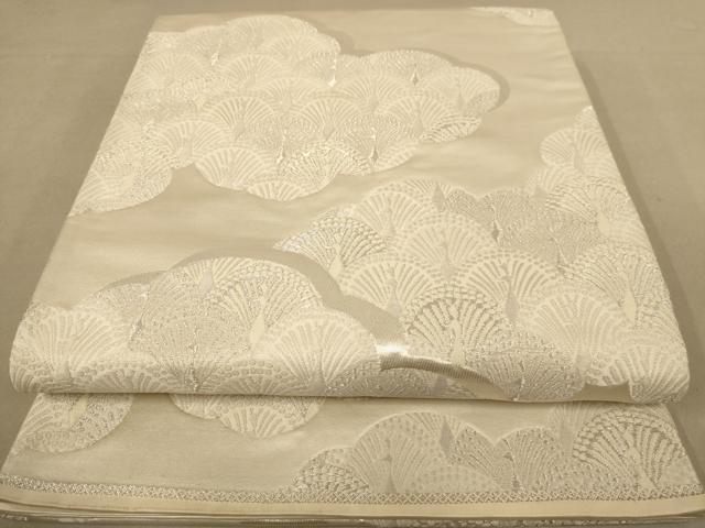 平和屋着物◎六通柄袋帯　孔雀文　銀糸　正絹　逸品　AABC1616dt