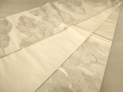平和屋着物◎六通柄袋帯　孔雀文　銀糸　正絹　逸品　AABC1616dt