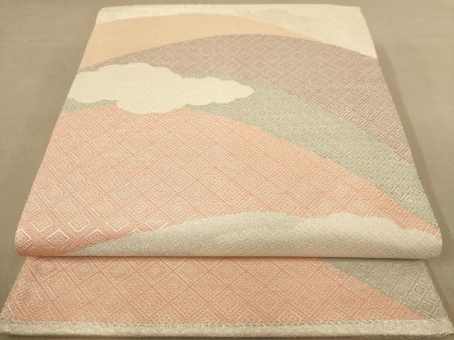 平和屋着物◎九百佐賀錦 六通柄袋帯 吉祥文 銀糸 正絹 逸品 AABC1617dt