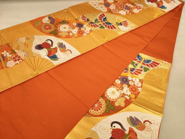 平和屋着物◎六通柄袋帯 唐織 花蝶文 金糸 正絹 逸品 AABC1626dt