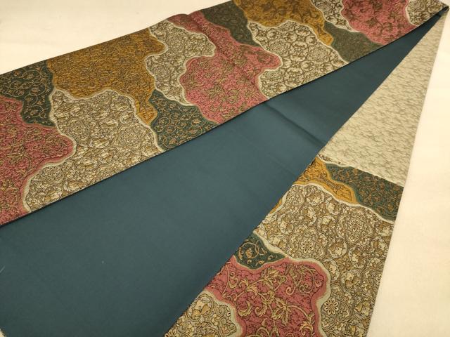 平和屋着物◎六通柄袋帯 更紗花文 正絹 逸品 AABC1628dt