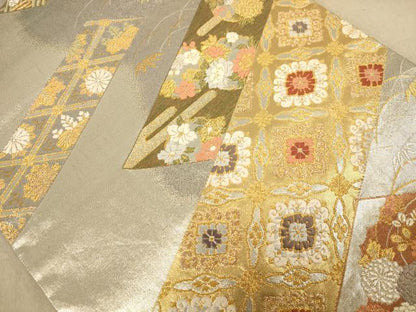 平和屋着物◎六通柄袋帯 唐織 草花文 金銀糸 正絹 逸品 AABC1629dt