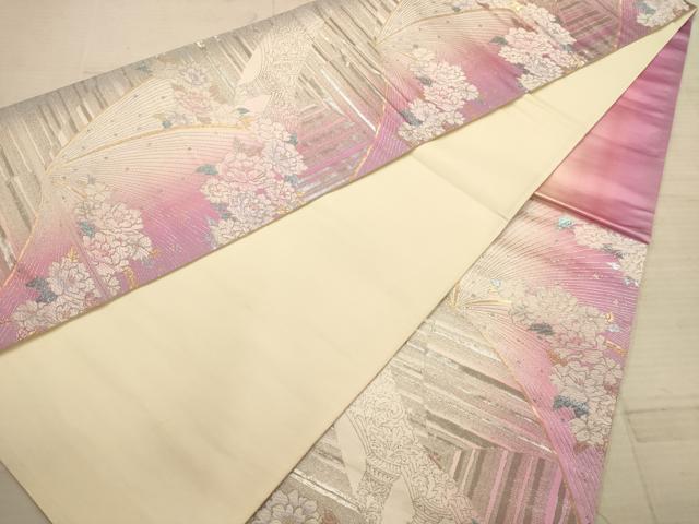 平和屋着物◎六通柄袋帯 唐織 草花文 金銀糸 正絹 逸品 AABC1639dt