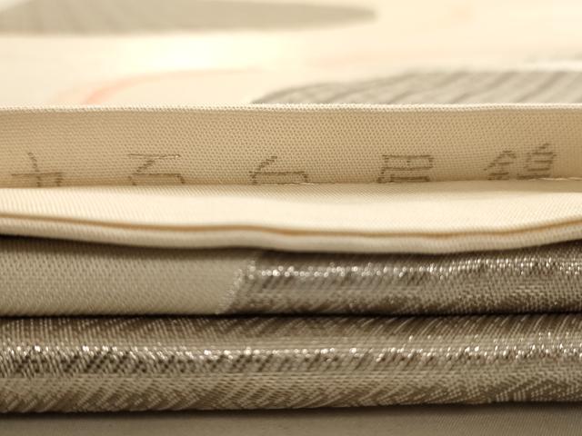 平和屋着物◎六通柄袋帯 唐織 流水文 九百白眉錦 銀糸 正絹 逸品 AABC1643dt