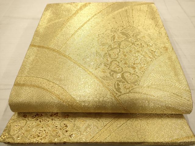 平和屋着物◎佐賀錦 六通柄袋帯 正倉院花文 金糸 正絹 逸品 AABC1644dt