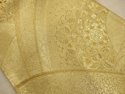 平和屋着物◎佐賀錦 六通柄袋帯 正倉院花文 金糸 正絹 逸品 AABC1644dt