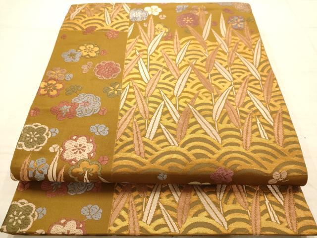 平和屋着物◎六通柄袋帯　唐織　舞花文　金糸　AABC1664dt