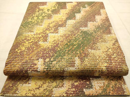 平和屋着物◎太鼓柄袋帯　作家物　幾何学文　銀糸　正絹　逸品　AABC1665dt