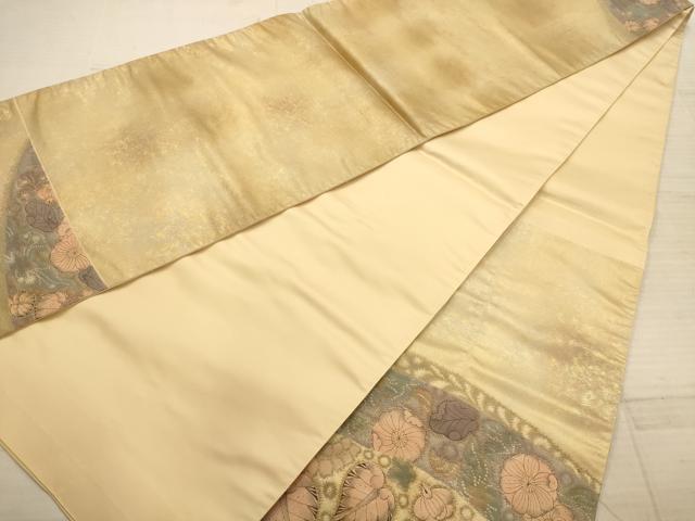 平和屋着物◎太鼓柄袋帯　辻が花　金糸　正絹　逸品　AABC1667dt