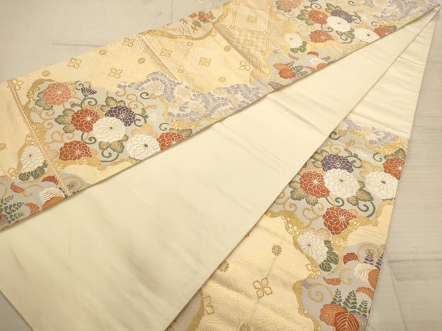 平和屋着物◎六通柄袋帯　唐織　道長花文　金糸　正絹　逸品　AABC1671dt