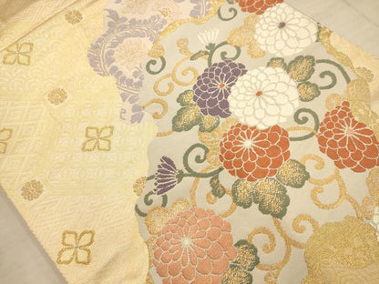 平和屋着物◎六通柄袋帯　唐織　道長花文　金糸　正絹　逸品　AABC1671dt