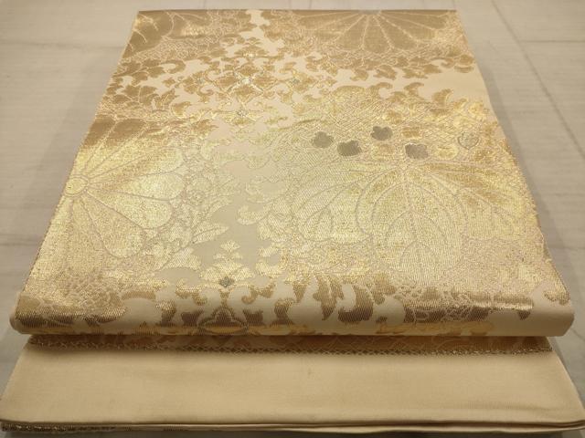 平和屋着物◎六通柄袋帯　草花文　正絹　逸品　AABC1672dt