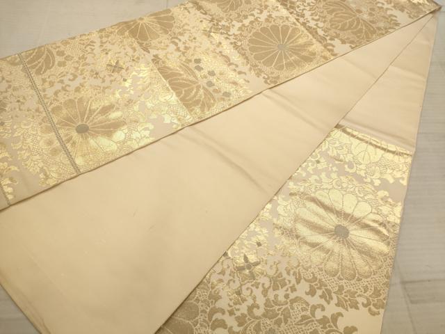 平和屋着物◎六通柄袋帯　草花文　正絹　逸品　AABC1672dt