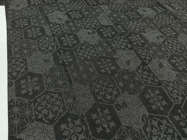 平和屋着物▽上質な紬 単衣 亀甲花文 正絹 逸品 AABC1683jh
