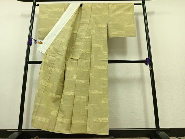 平和屋着物▽上質な紬　単衣　横段文　正絹　逸品　AABC1686jh