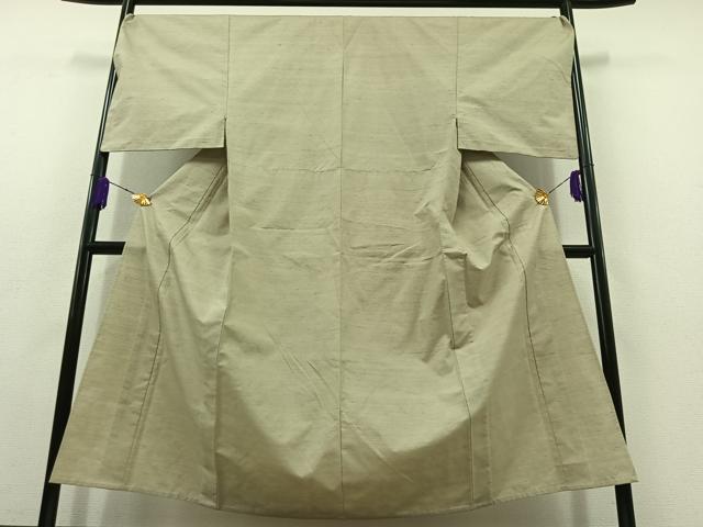平和屋着物▽男性 紬 単衣 柳鼠色 正絹 逸品 AABC1687jh