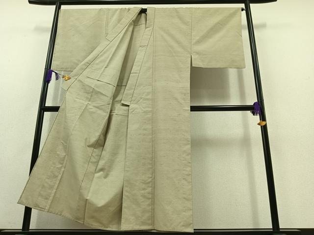 平和屋着物▽男性 紬 単衣 柳鼠色 正絹 逸品 AABC1687jh