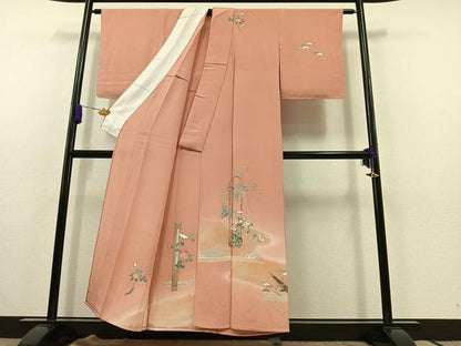 平和屋着物▽訪問着 単衣 飾花文 暈し染め 鬼しぼ縮緬 正絹 逸品 未使用 AABC1689jh