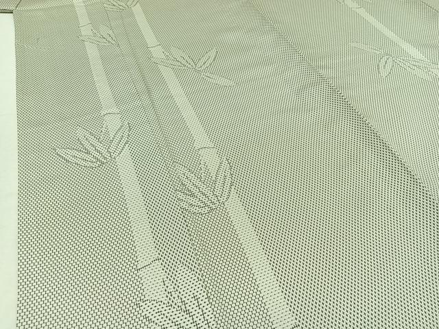 平和屋着物▽上質な紬 単衣 100亀甲 笹竹文 正絹 逸品 AABC1690jh