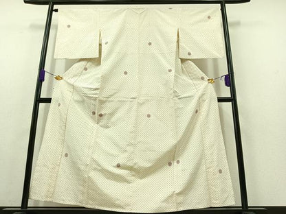 平和屋着物▽上質な紬 単衣 丸文 正絹 逸品 AABC1691jh