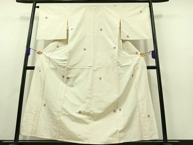 平和屋着物▽上質な紬 単衣 丸文 正絹 逸品 AABC1691jh
