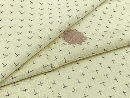 平和屋着物▽上質な紬 単衣 丸文 正絹 逸品 AABC1691jh