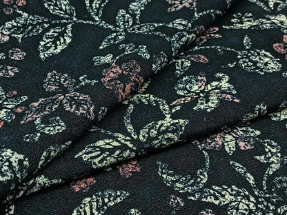 平和屋着物▽上質な紬 単衣 草花文 正絹 逸品 AABC1699jh