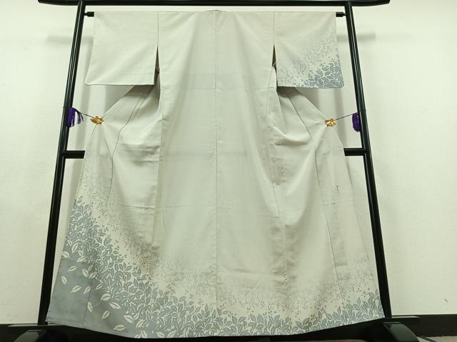 平和屋着物▽藤倉守正 訪問着 本塩沢 単衣 草花文 正絹 逸品 AABC1700jh