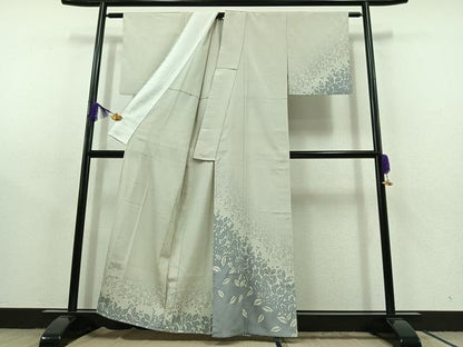 平和屋着物▽藤倉守正 訪問着 本塩沢 単衣 草花文 正絹 逸品 AABC1700jh