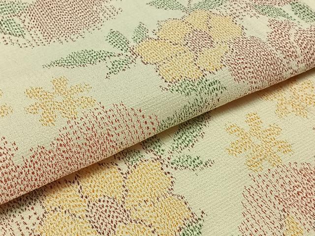 平和屋着物▽本塩沢 単衣 草花文 正絹 逸品 AABC1703jh