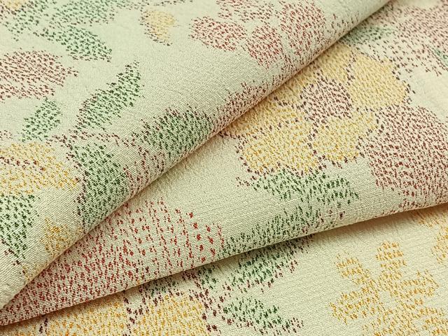 平和屋着物▽本塩沢 単衣 草花文 正絹 逸品 AABC1703jh