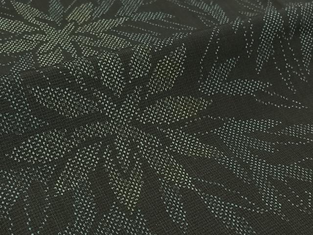平和屋着物▽上質な紬 単衣 草葉文 正絹 逸品 AABC1704jh